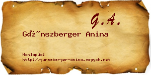 Günszberger Anina névjegykártya